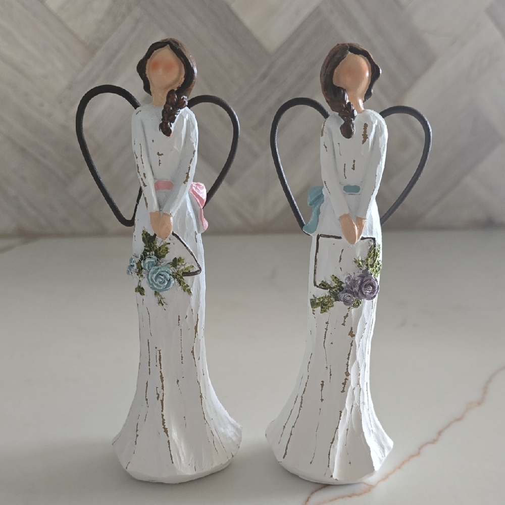 Charming Angel Figurines with Floral Details